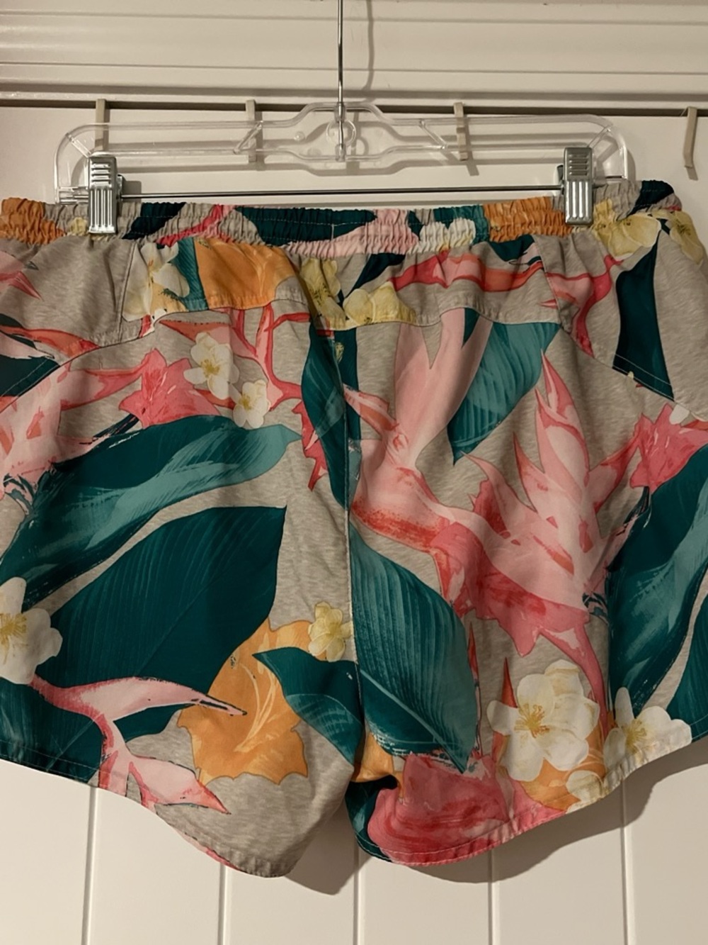 Old Navy Tropical Floral Athletic Shorts in Teal, Pink & Yellow - Picture 2 of 2